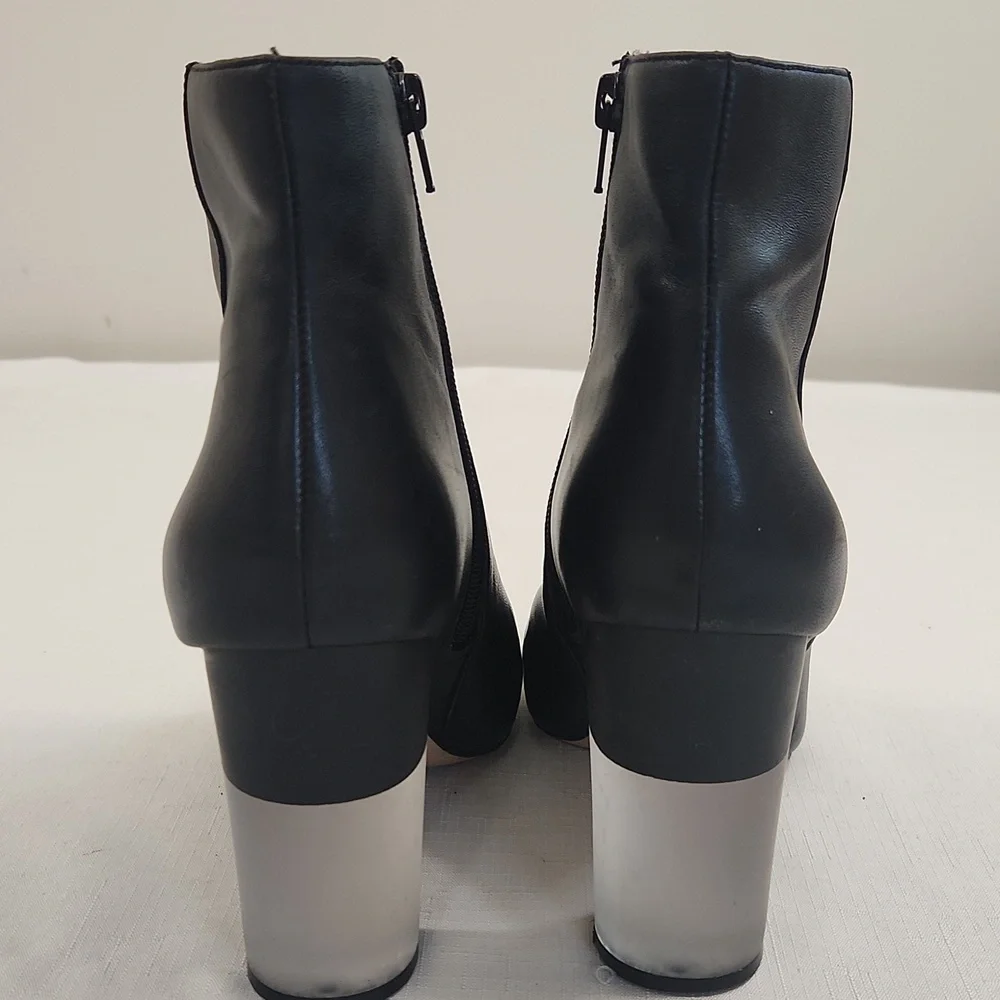 Enzo Angiolini Hadie Black Booties With Frosted Lucite Heels. Size 9